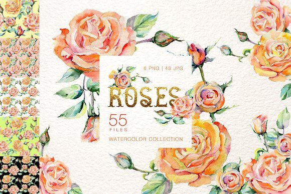 Creativemarket Stylish rose Watercolor слив курса