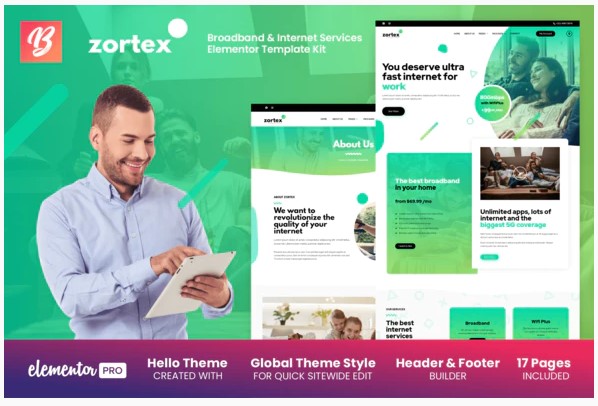 Themeforest Zortex - Broadband & Internet Services Elementor Template Kit слив курса