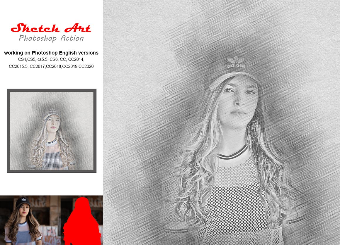 Creativemarket Sketch Art Photoshop Action 2020 слив курса