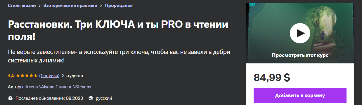 Udemy Алена Стивенс - Расстановки. Безупречное Чтение Поля Человека 2023 слив курса