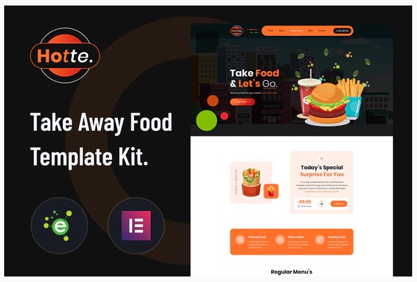 Themeforest Hotte - Take Away Food Elementor Template Kit слив курса