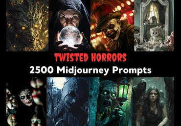 ChillaxDesignsArt Готический кошмар: 2500 жутких промптов для Midjourney 2025 слив
