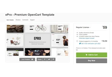Themeforest ePro - адаптивный шаблон OpenCart слив