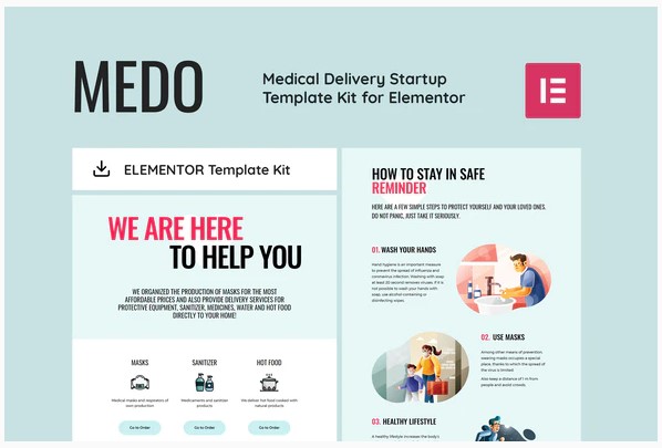 Themeforest MEDO - Medical Delivery Startup Elementor Template Kit слив курса