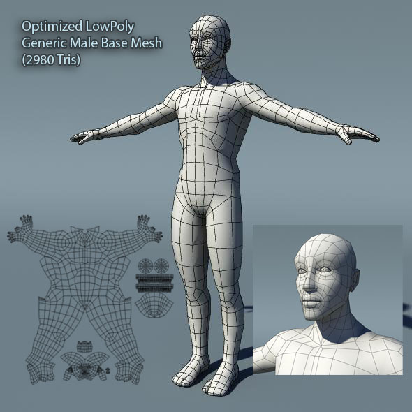 3docean Optimized Low Poly Male Human Base Mesh Version1.0 слив курса