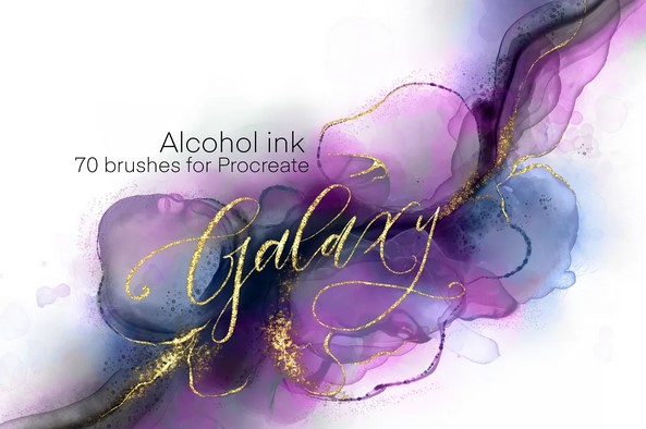 Creativemarket SALE Galaxy Alcohol Ink Brushset 2021 слив курса
