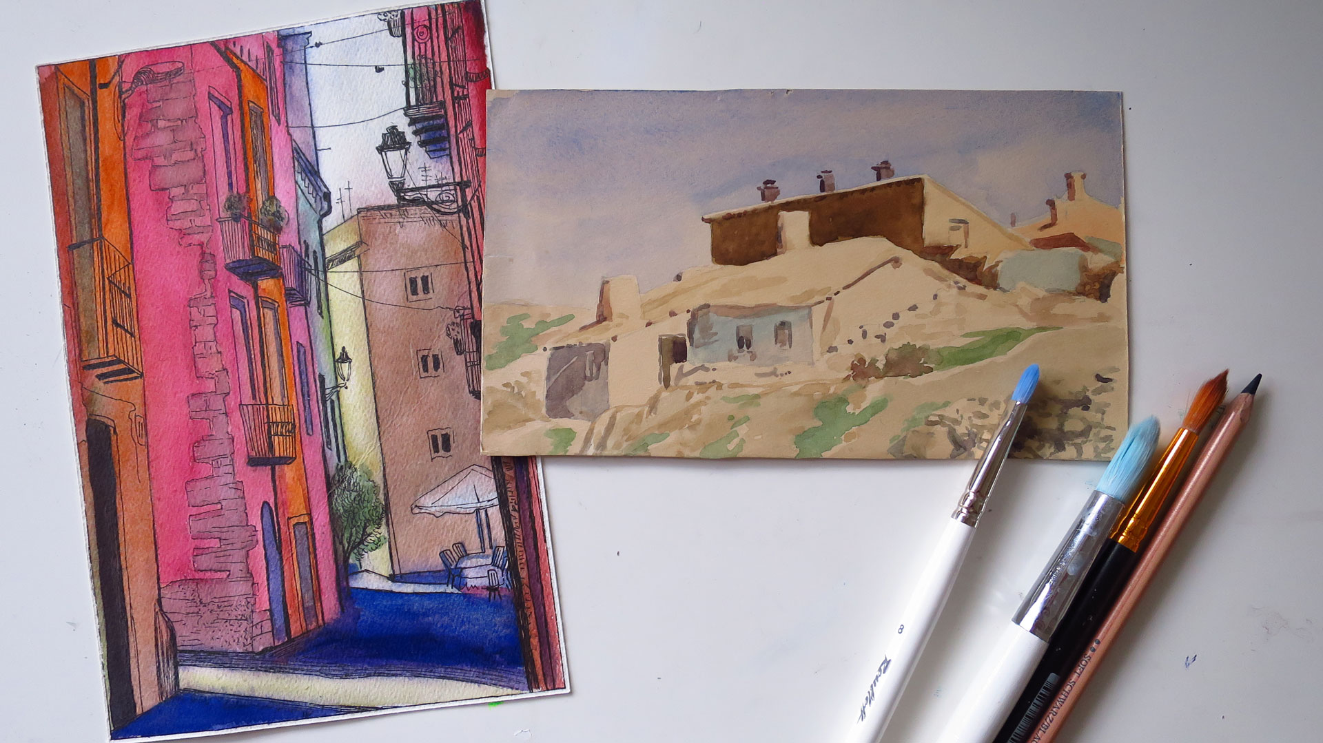 Итальянские улицы в акварели. Акварельная живопись - Мельникова 2016 слив курса