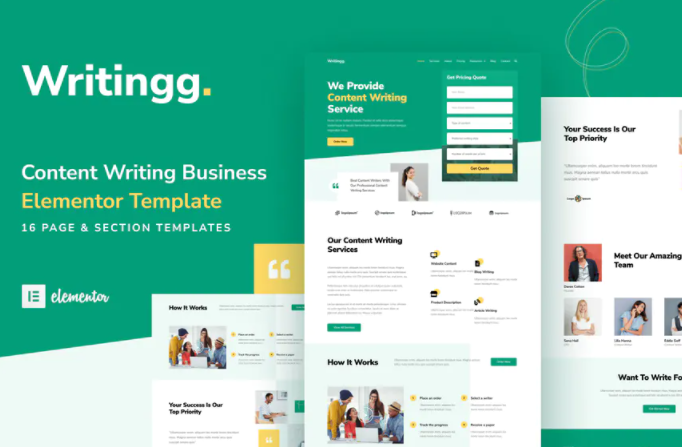 Elements.Envato Writingg - Content Copywriting Services Elementor Template Kit слив курса