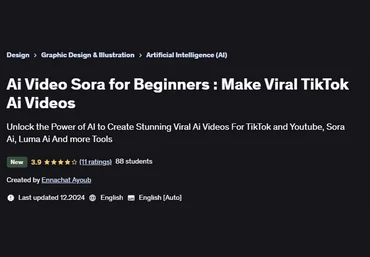 Эннахат Аюб Udemy Ai Video Sora для начинающих: Создавайте вирусные видеоролики TikTok Ai 2025 слив