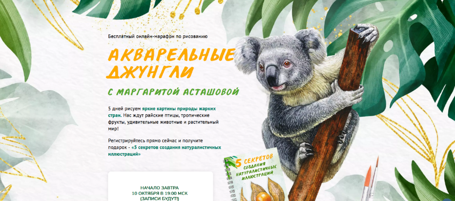 Маргарита Асташова Sobaka-Risovaka Акварельные джунгли. Тариф Комфорт 2024 слив курса