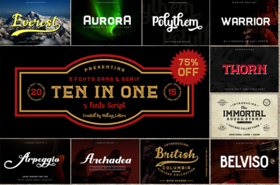 MightyDeals 45 Vintage and Classy Fonts, Logo Templates and Icons 2019 слив курса