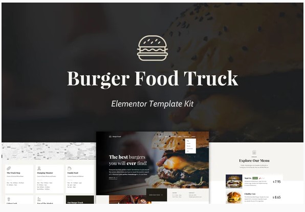 Themeforest Burger Food Truck - Popup Restaurant Elementor Template Kit слив курса