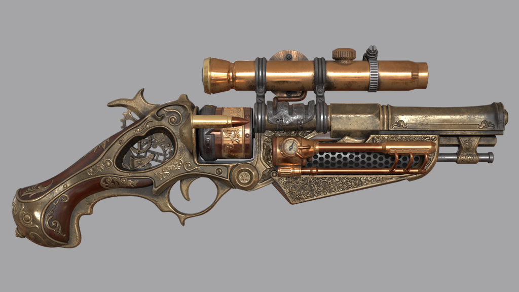 FlippedNormals Steampunk Gun Game Asset in Blender Tutorial слив курса
