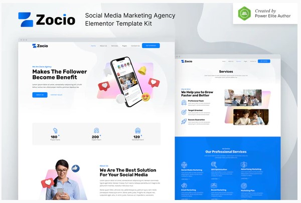 Themeforest Zocio – Social Media Marketing Agency Elementor Template Kit слив курса