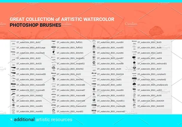 Creativemarket Акварельные художественные кисти для Photoshop слив