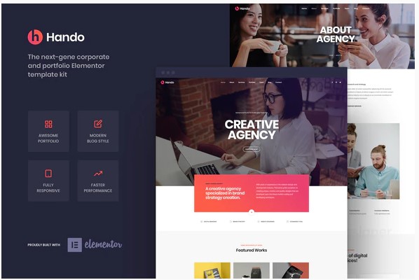 Themeforest Hando - Corporate & Portfolio Elementor Template Kit слив курса