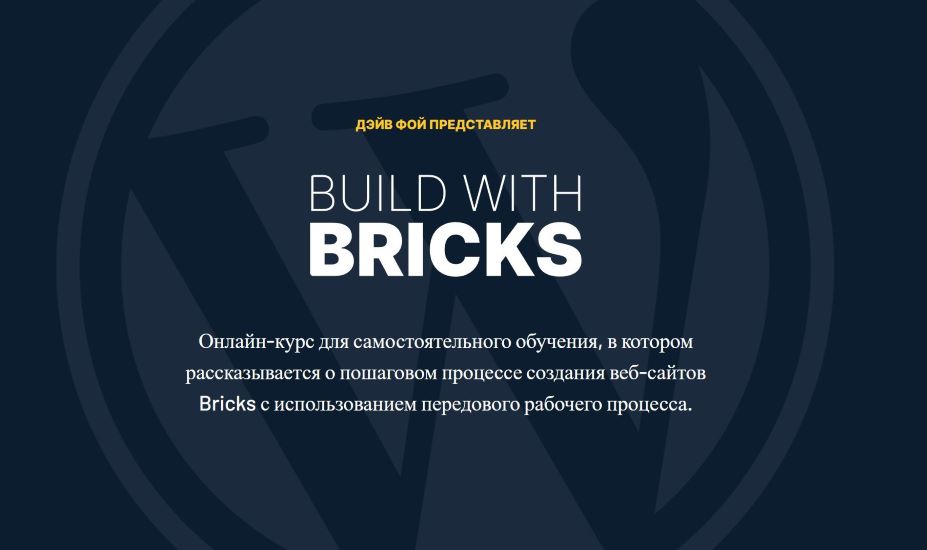 Dave Foy Build With Bricks - Создание Сайтов с помощью Bricks 2023 слив курса