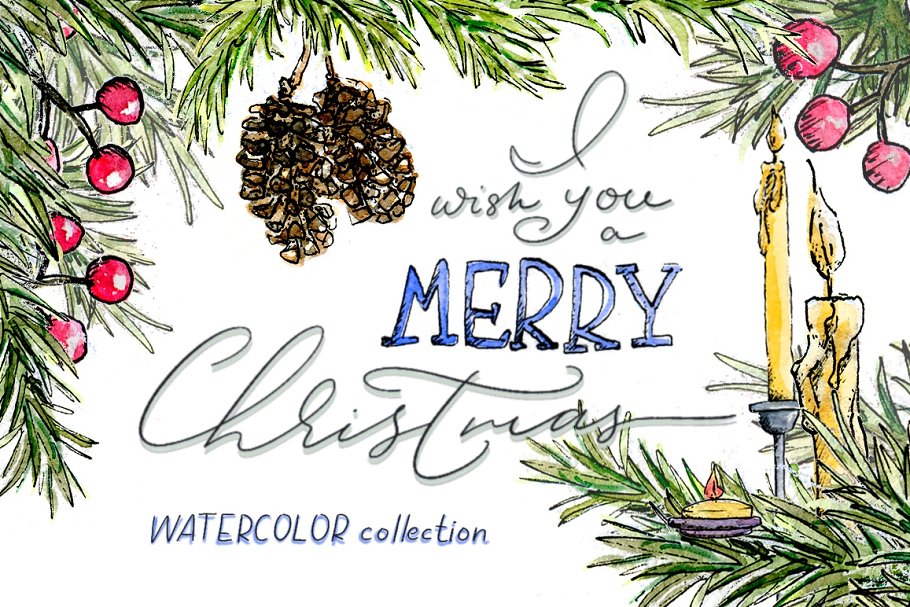 Creativemarket Christmas watercolor слив курса