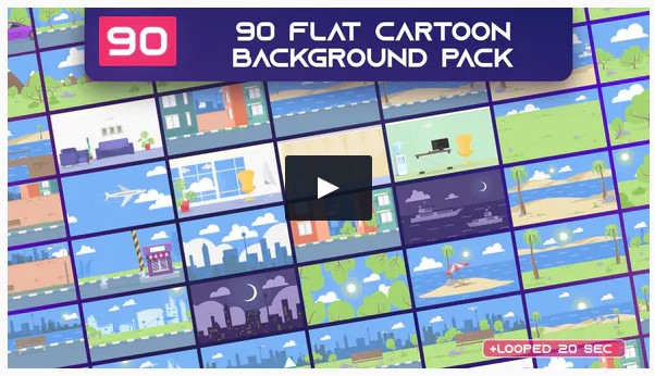 videohive 90 Flat Cartoon Background Pack - AE 2021 слив курса
