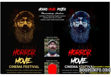 Creativemarket Horror Movie Poster Photoshop Action 2021 скачать слив