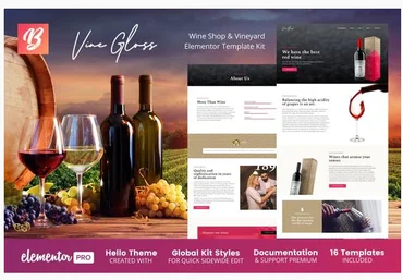 Themeforest Vine Gloss - Wine Shop & Vineyard Elementor Template Kit скачать слив