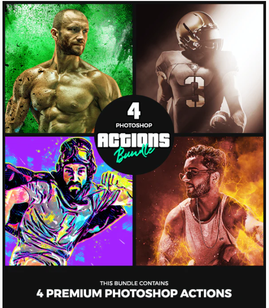 Graphicriver 4 Photoshop Actions Bundle 2021 слив курса