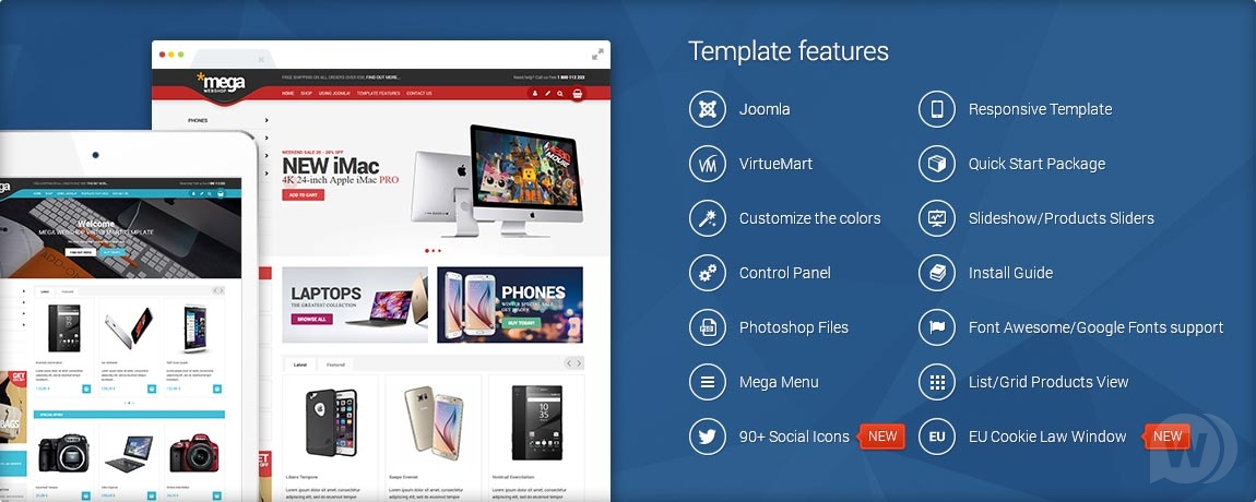 Virtuemarttemplates VM Mega Web Shop v3.8.6 - премиум шаблон интернет-магазина Joomla слив курса
