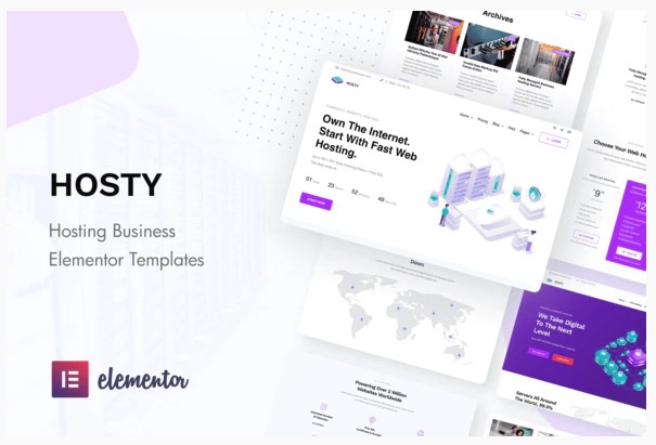 Themeforest Hosty - Hosting Services Elementor Template Kit слив курса