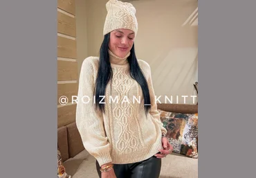 Anna Roizman Комплект свитер и шапочка с высокой макушкой «Лопатка»2023 слив