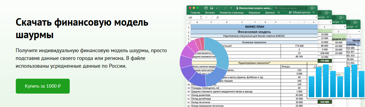 БиБосс Финансовая модель шаурмы с бизнес планом 2022 слив курса