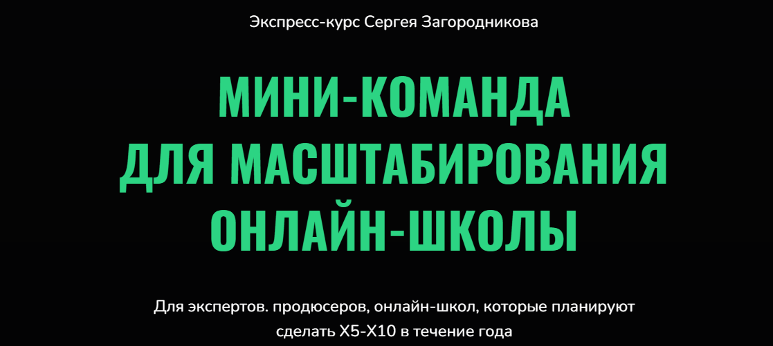 Сергей Загородников Мини-команда для масштабирования онлайн-школы 2023 слив курса