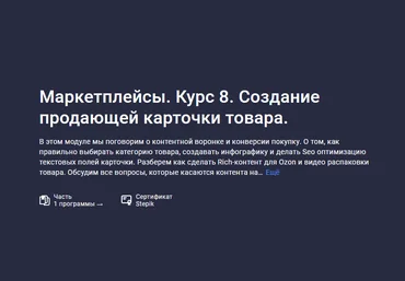 Анастасия Эджингтон Stepik Маркетплейсы. Курс 8. Создание продающей карточки товара 2023 слив