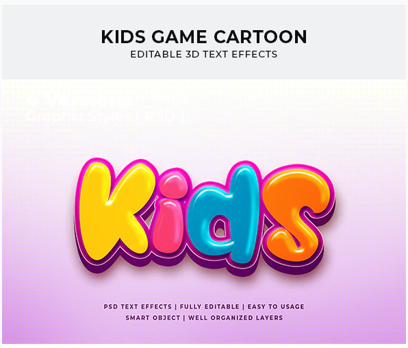 Graphicriver Kids Game Cartoon 3d Text Effect Mockup 2020 слив курса