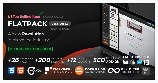 ThemeForest FLATPACK v5.2 - конструктор лендинг шаблонов слив курса