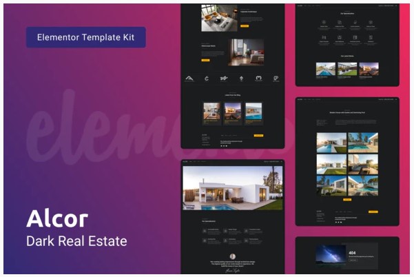 Themeforest Alcor — Dark Real Estate Elementor Template Kit слив курса