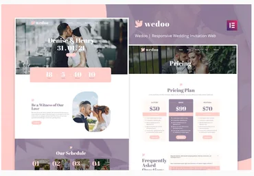 Themeforest Wedoo - Online Wedding Invitation Elementor Template Kit скачать слив