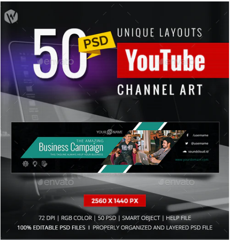 Graphicriver 50 YouTube Channel Art 2020 слив курса