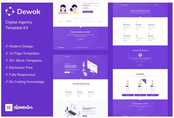 Themeforest Dewok - Digital Agency Template Kit слив курса
