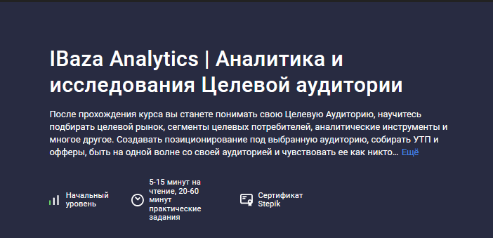 IBaza EdTech Stepik Аналитика и исследования целевой аудитории обновление 06.2024 слив курса