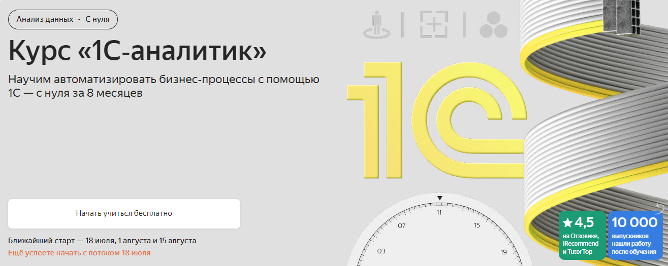 Яндекс.Практикум Курс «1С‑аналитик» Часть 2 из 8 2024 слив курса