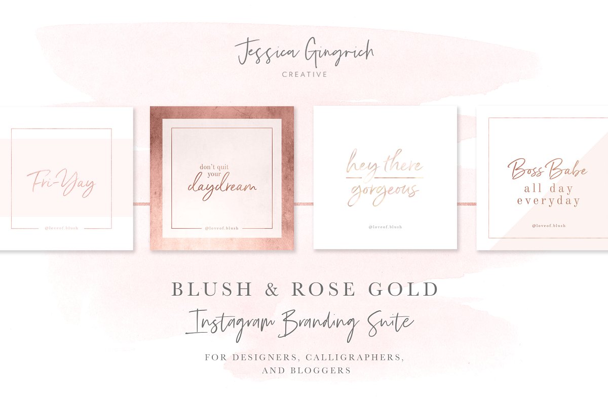 CreativeMarket. Blush-Rose-Gold-Social-Media-Pack 2018 слив курса