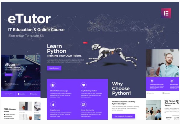 Themeforest eTutor - Education & Online Course Elementor Template Kit слив курса