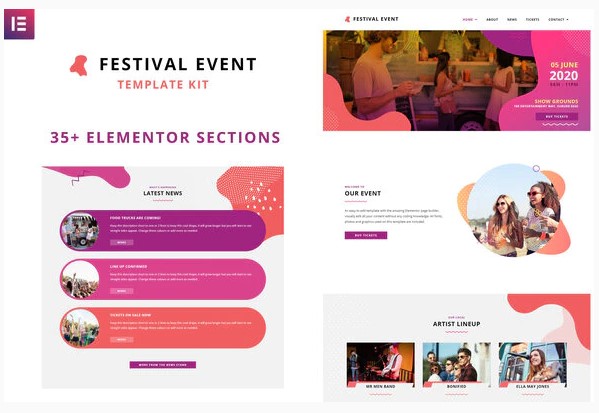 Themeforest Festival Events - Elementor Template Kit слив курса