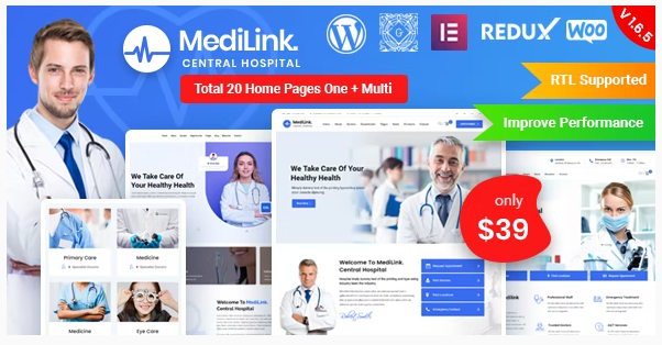 Themeforest Medilink v1.6.6 - медицина и здоровье WordPress тема 2022 слив курса