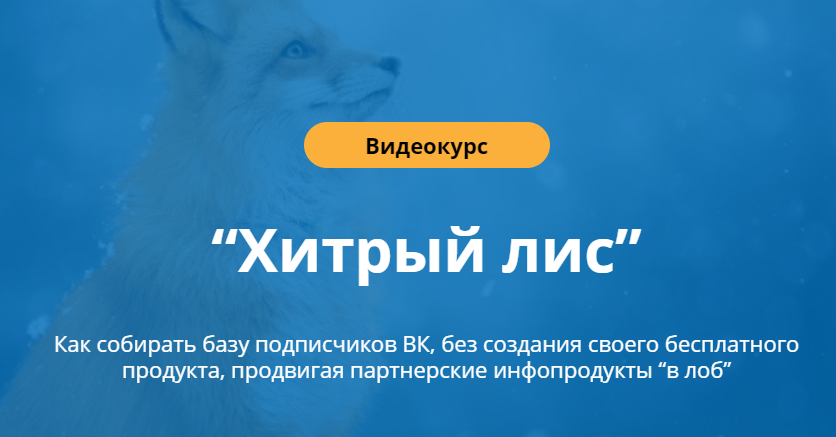 Сергей Копыленко Хитрый лис: продвижение партнерок ВК 2020 слив курса