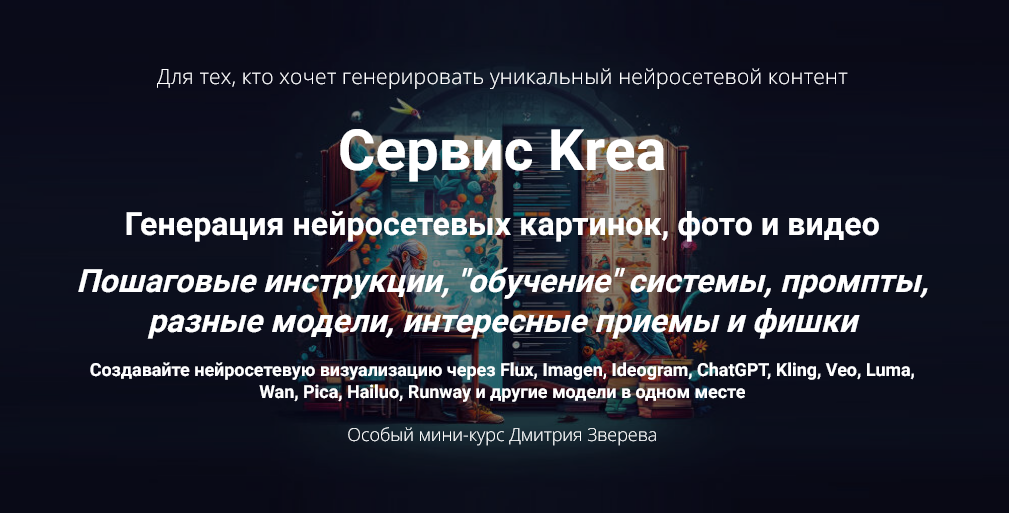 Дмитрий Зверев Сервис Krea. Генерация нейросетевых картинок, фото и видео 2025 слив курса