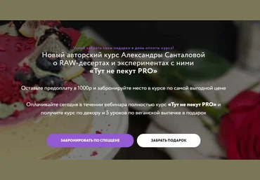 Александра Санталова Авторский курс RAW десертов «Тут не пекут PRO» слив