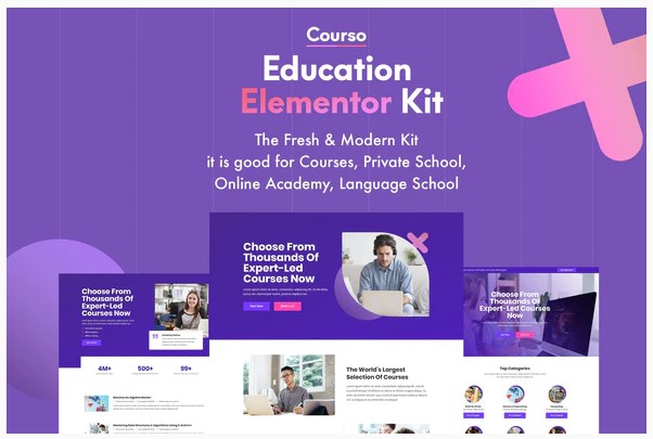 Themeforest Courso - Online University & Courses Elementor Template Kit слив курса