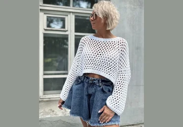 Наталья Курникова nataknitwear Топ Organic_сетка 2024 слив