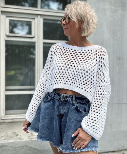 Наталья Курникова nataknitwear Топ Organic_сетка 2024 слив курса